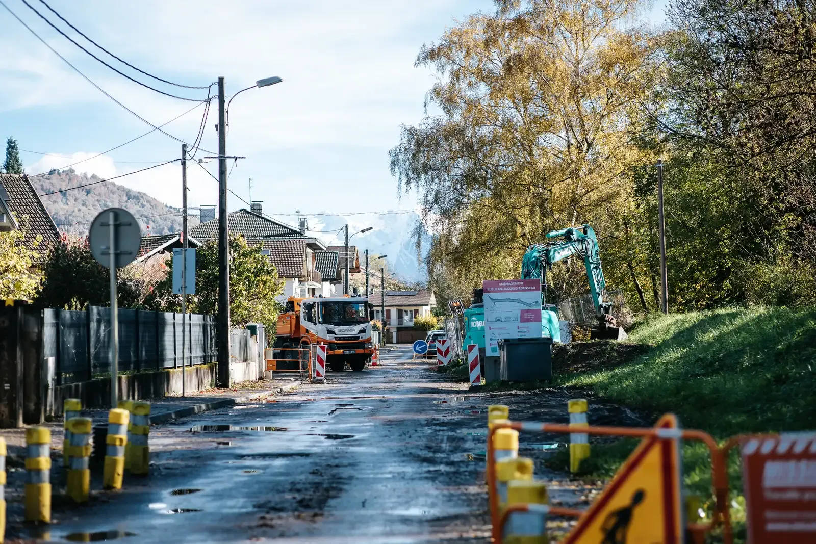 Chantier Missillier TP en milieu urbain dans la Vallée de l'Arve